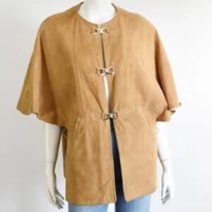70’s Daniel Phillipe suede leather cape coat